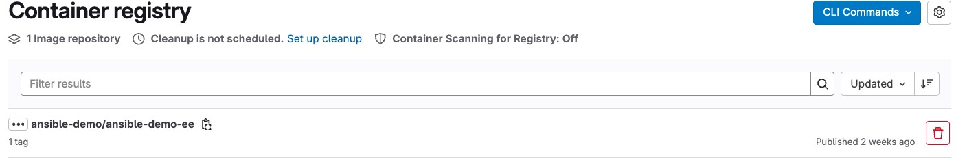 Execution environment pushed to GitLab's Container Registry 